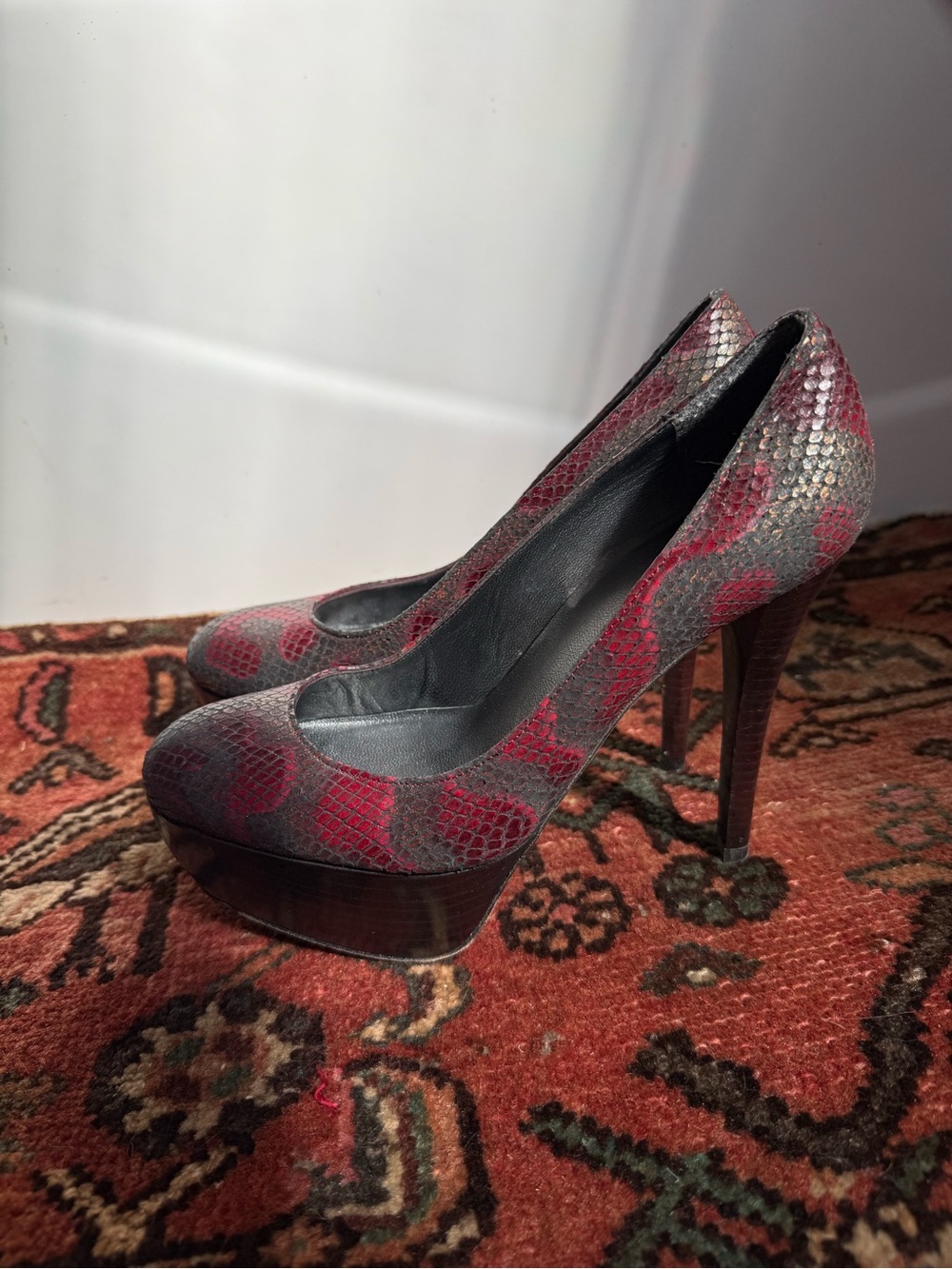Stuart Weitzman Snakeskin Platform Pumps